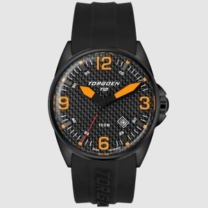 Torgoen T10 TN-1019 Blackbird Carbon Sapphire 44mm, Black Silicone Strap Watch